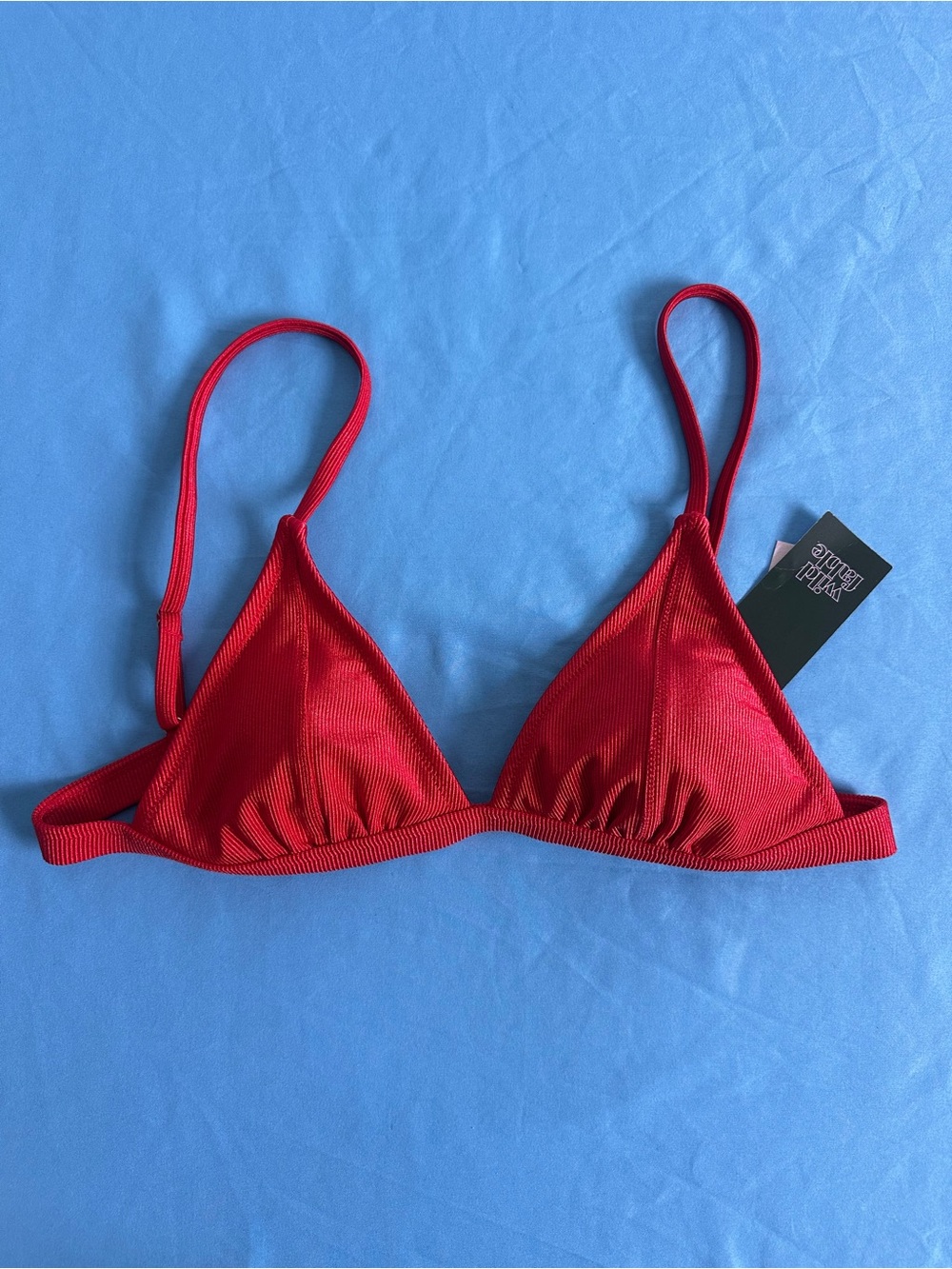 Wild Fable red ribbed triangle bikini top, size S (4-6)